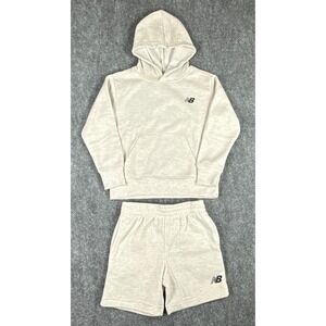 New Balance Kids Size 7 Oatmeal Heather Hoodie and Shorts 2PC Set NWT